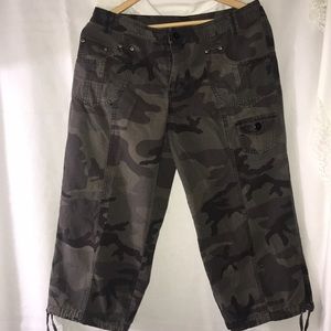 Capri Cropped Camo Military Pants Cargo Jeans